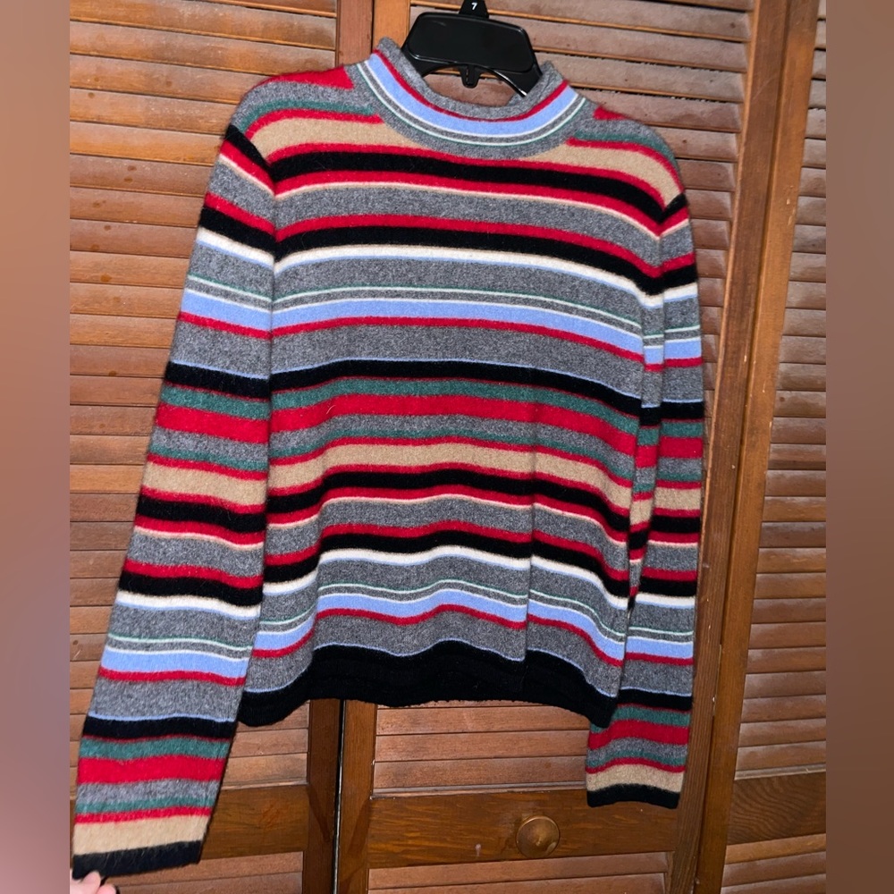 100% CASHMERE Multicolor Mock-Neck Sweater
